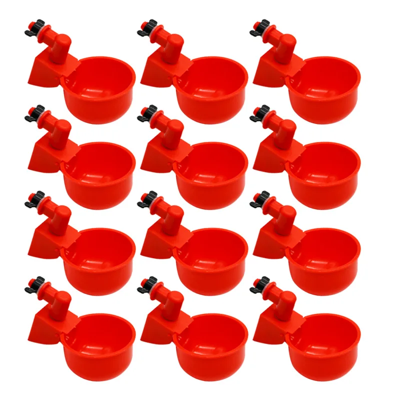 Poultry Water Dispenser 10sets Chicken Water Cup Automatic Drinker For Poultry Thread Filling Waterer Poultry Drinking Bowl For Chickens Quail Bird Cage