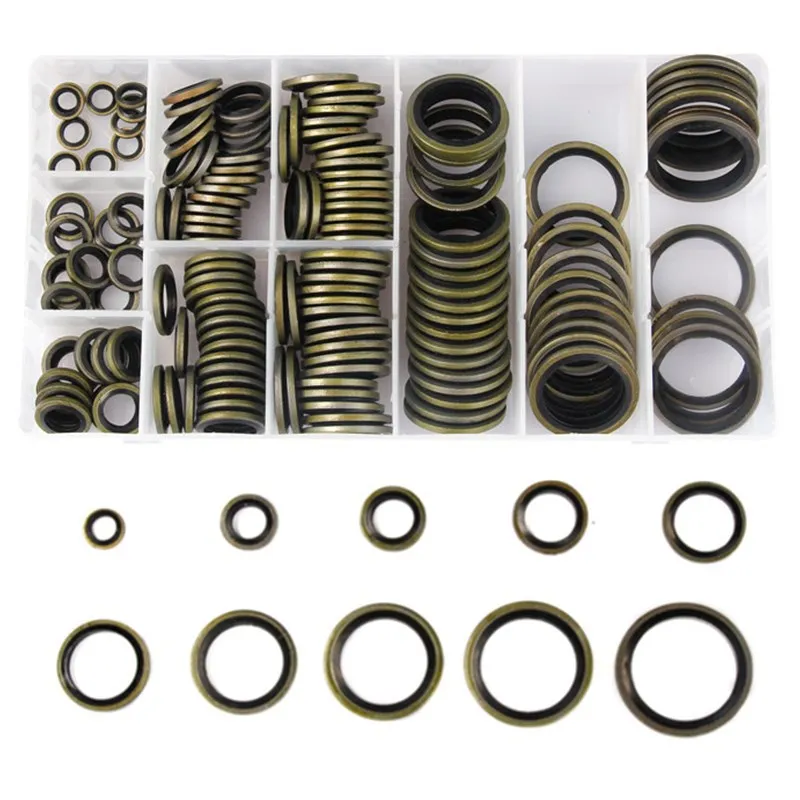 

150pcs Bonded Seal Washer Metal Rubber Oil Drain Plug Gasket M6 M8 M10 M12 M14 M16 M18 M20 M22 M24 Combined Washer Sealing Ring