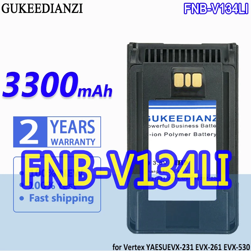 Batteria Gukeedianzi Ad Alta Capacità 3300Mah Per Vertex Fnb-V134Li V133Li Yaesu Evx-231 Evx-261 Evx-530 Radio Bidirezionale