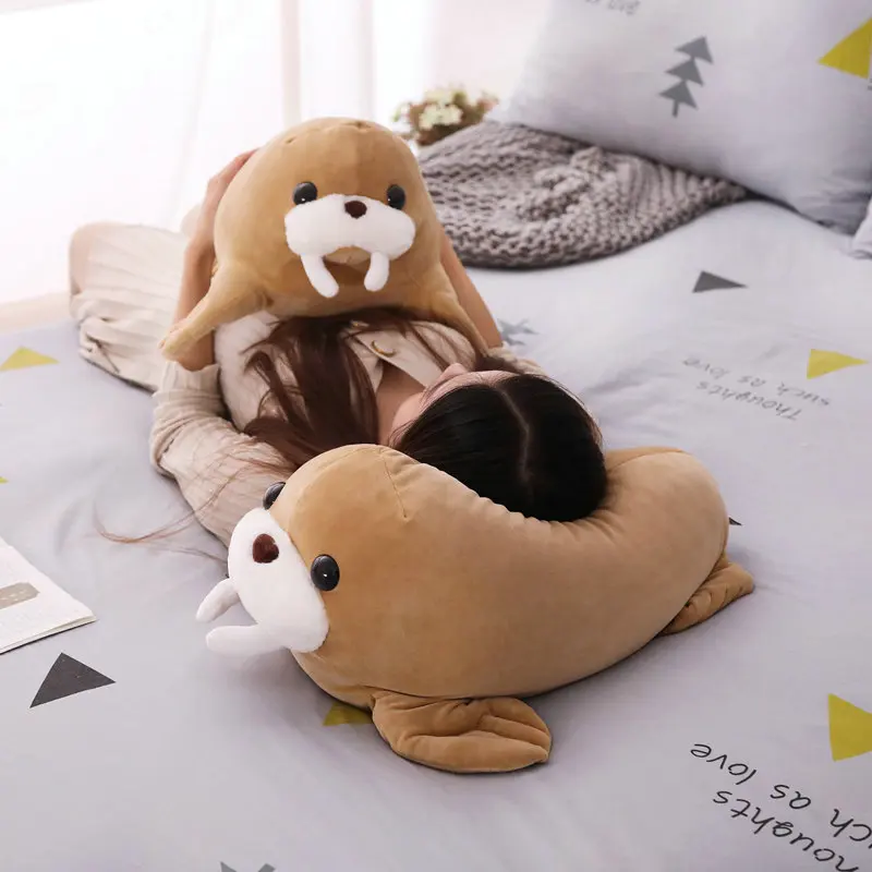 귀여운 시뮬레이션 모스 장난감 해마 봉제 베개, 누워 동물 바다 사자 인형, 소년 소녀 생일 선물, 45 cm, 55cm