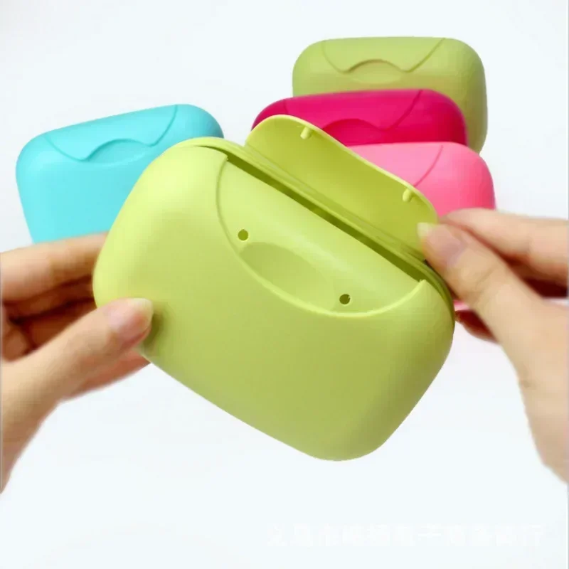 Portable Travel Soap Box Container Bathroom Acc Home Plastic Soap-Boxes with Cover Small/big Sizes Candy Color Soaps Dish Holder 4