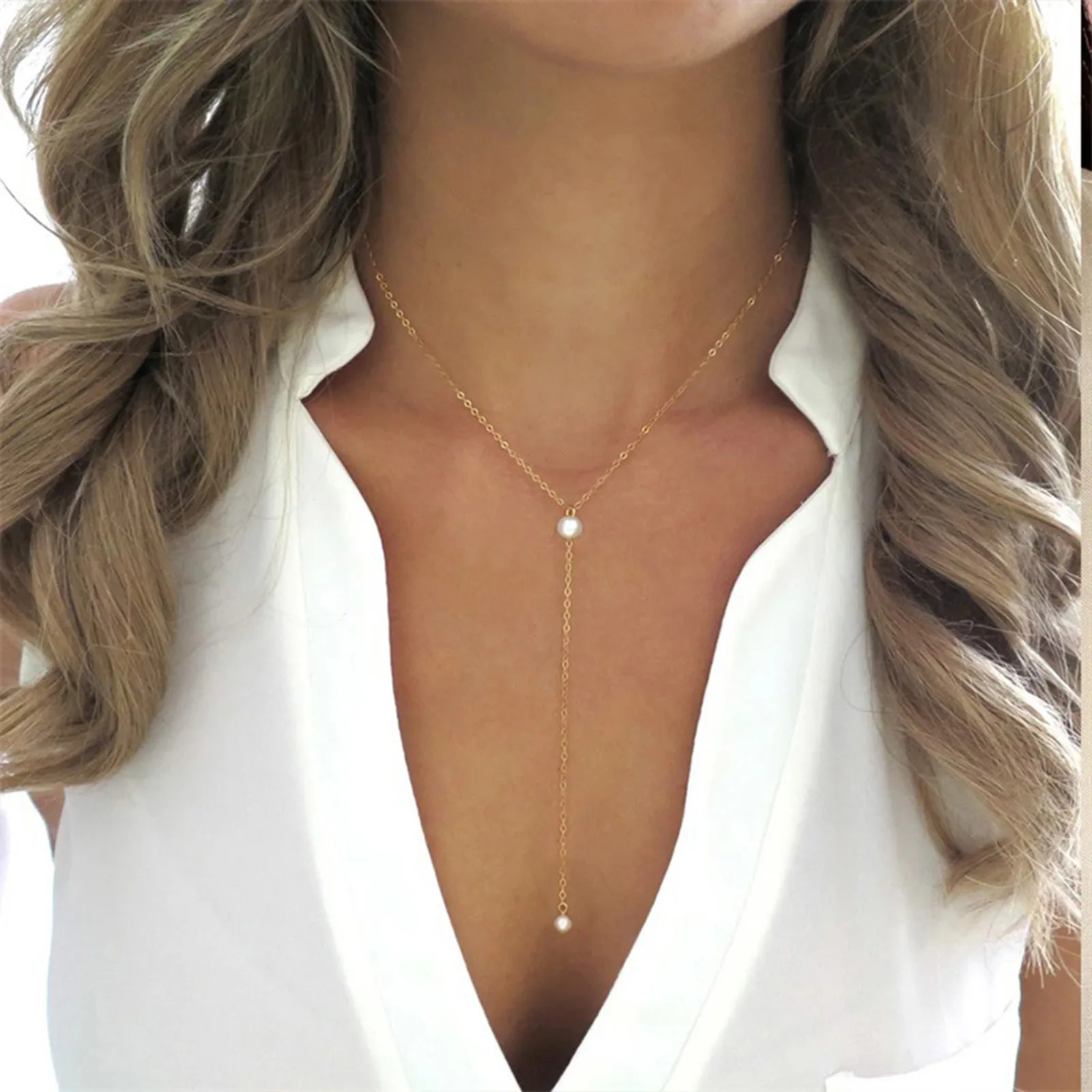 Suyi Gold Layered Necklace Set For Women - Crystal Y-Necklace & Choker, Hypoallergenic Alloy - View #2