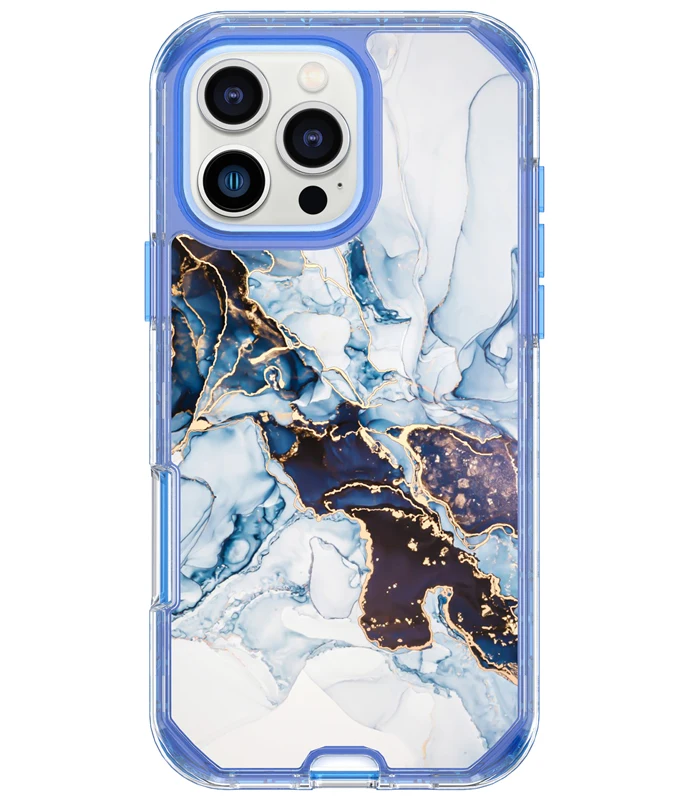 Electroplated 3-in-1 IMD Striped Hard Silicone Case