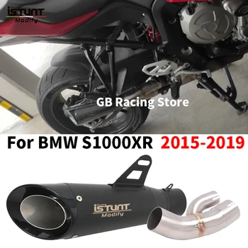 For BMW S1000XR 2015 2016 2017 2018 2019 Carbon Fiber Muffler Mid Link Pipe Motorcycle Exhaust Escape Full System 51mm DB Killer