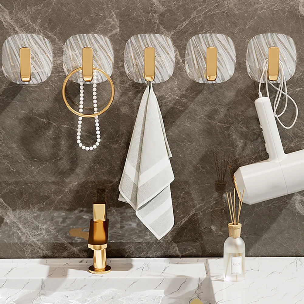 Self Adhesive Hooks 4PCS Acrylic Hanging Hooks For Wall Bathroom Towel Holder Organizer