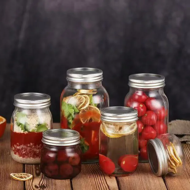 Clear Glass Mason Jar with Screw Metal Lid Family Size 100ML To 1000ML MOQ1000 Wholesale Price and Custom Logo Inbox Us 2