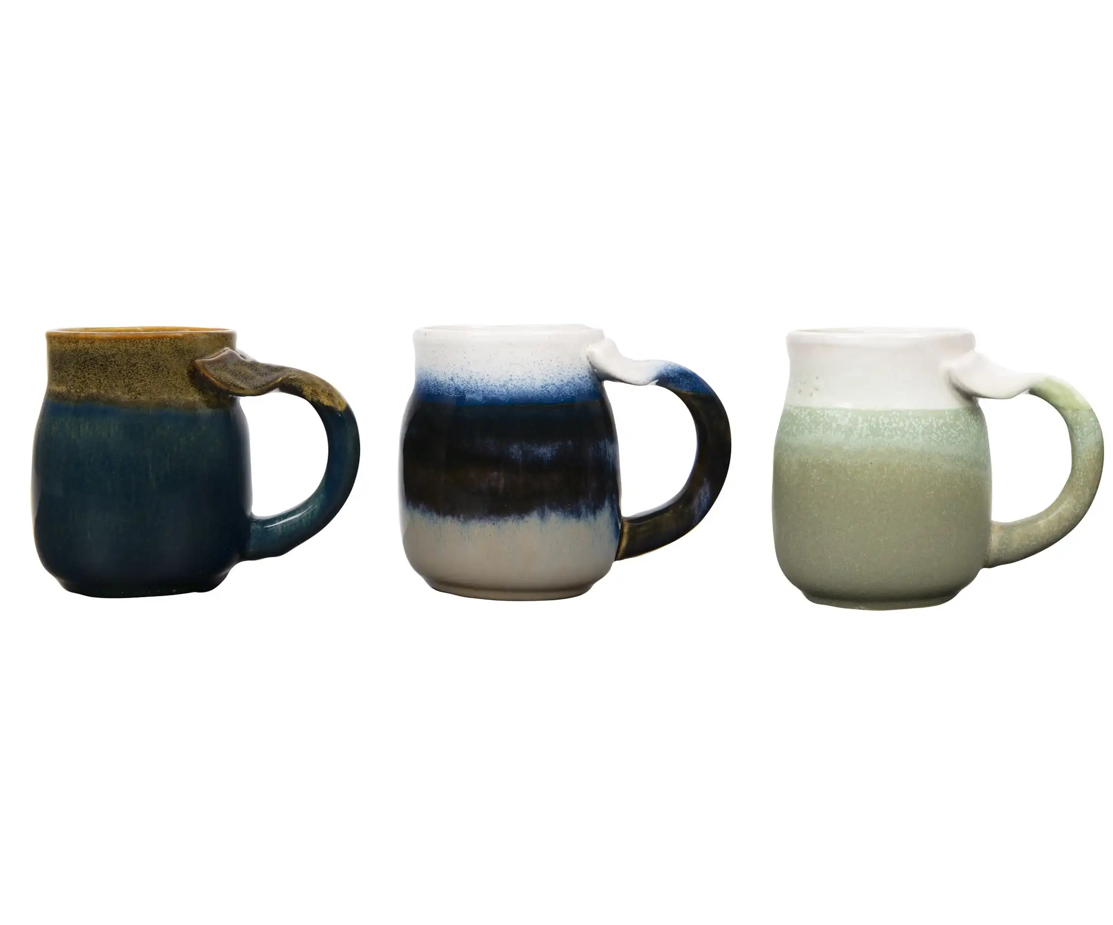 

Creative Co-Op with Whale Tail Shaped Handle (Set of 3 Colors) Durable Low-profil Luxurious Colorfast Stoneware Mug