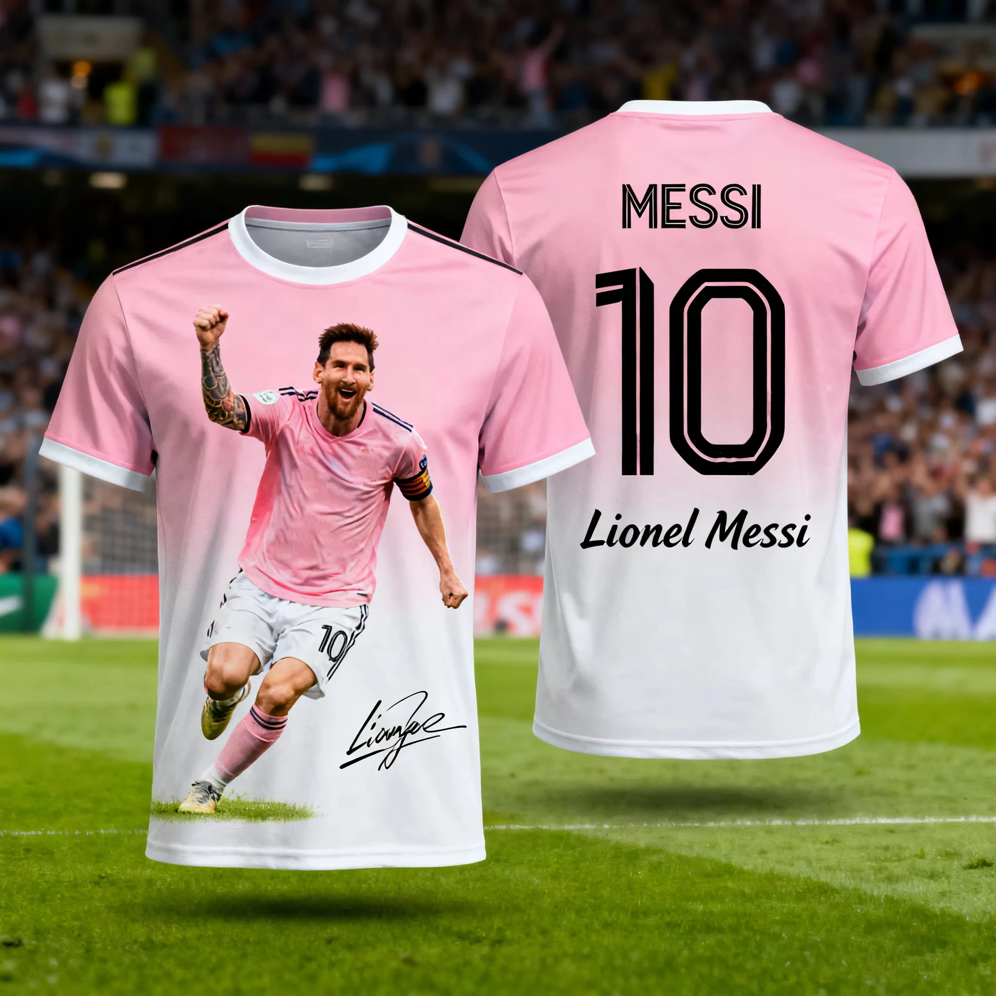 חולצות מעוצבות AI MESSI במבצע חם # 10 חולצות כדורגל מודפסות בטכנולוגיית 3D לגברים, נשים וילדים, גרסת האוהדים, טופ ספורט לאימונים בכדורגל