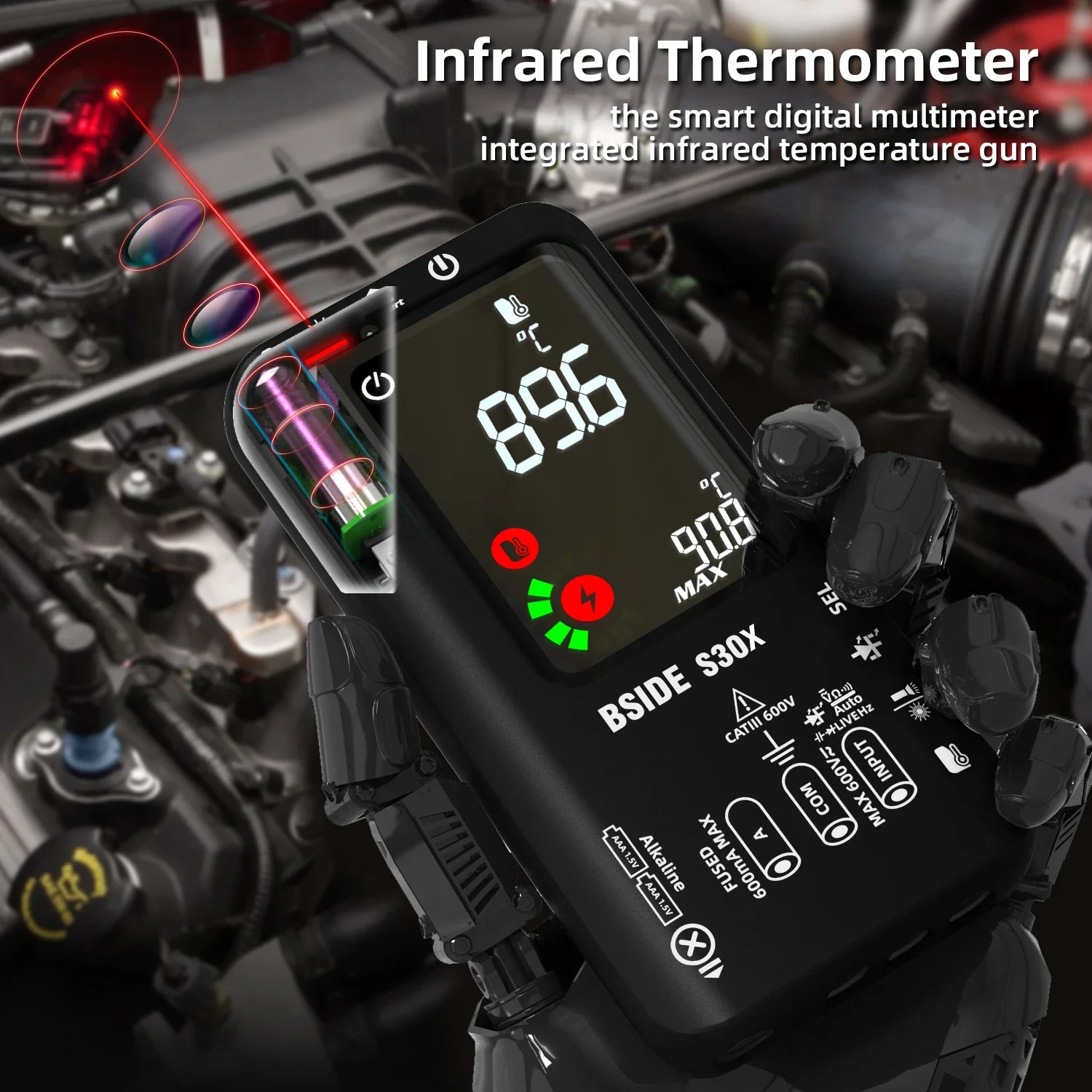 BSIDE S30X Charge Auto Range Digital Multimeter Professional Electrician Tool 9999 AC DC Voltage Current 15V Diode Temp Tester digital multimeter