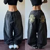 Y2K Fashion New Oversized Pattern Embroidery Jeans Men Gothic Harajuku Retro Hip Hop Popular Casual High Waist Wide-leg Trousers 6