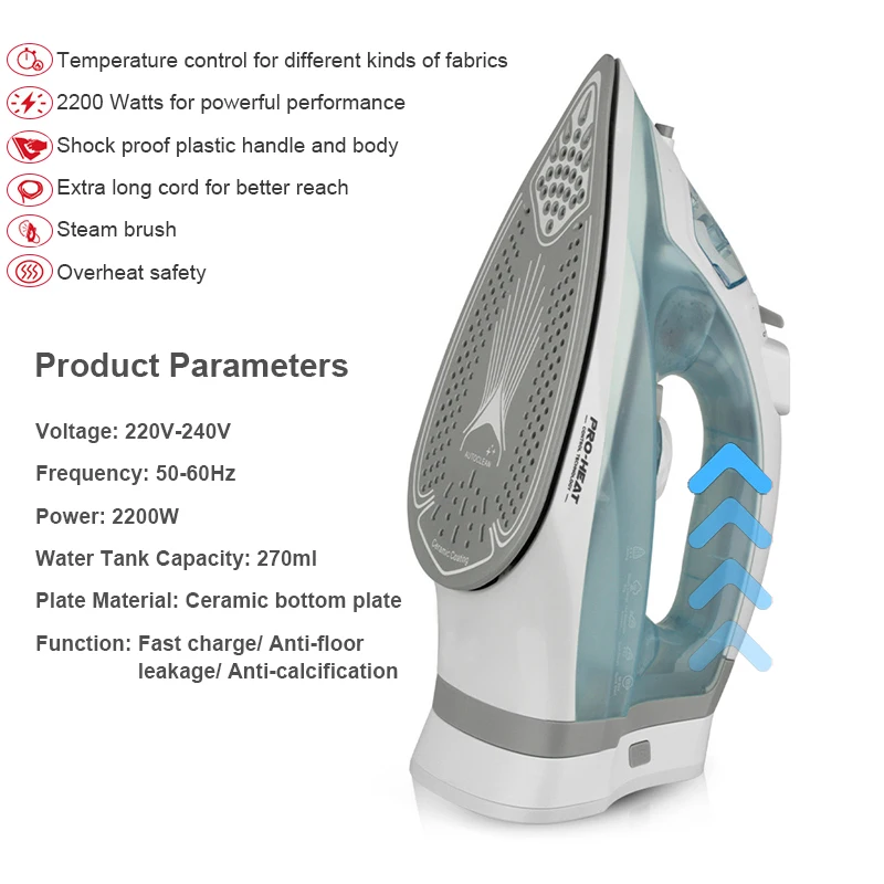 Rechargeable Cordless Steam Iron  Electric Clothes Fabric Explosive Generator Garment Steamer Fast-Heat Wireless Travel Flatiron Irons In blue