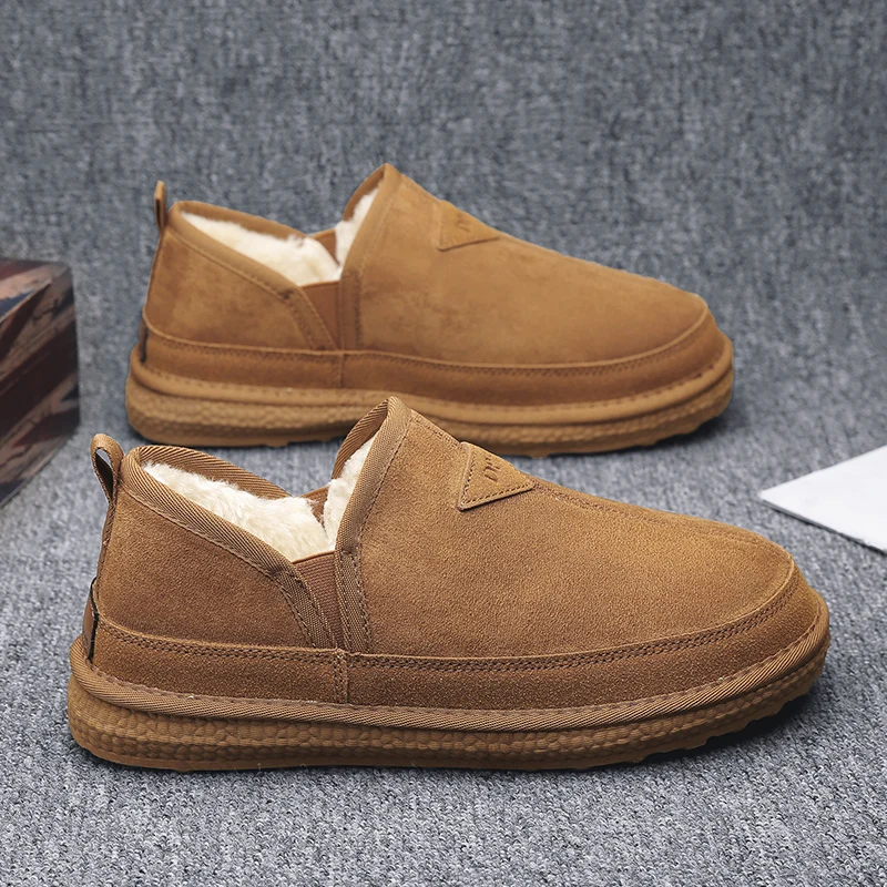 Fipatbu Winter Cotton Shoes For Men New Style Outdoor Low-Top Simple Comfortable Round Toe Casual Warm, Slip-On Fashion Shoes