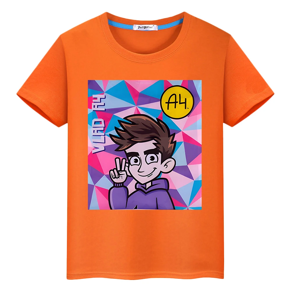 Влад Бумага А4 boy girl Summer 100%Cotton Short T-shirt y2k one piece Kawaii Merch A4 Lamba Tops Anime Tees kids clothes 3