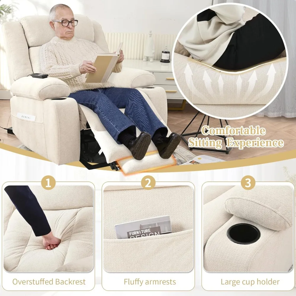 Electric Lift Recliner Chair for Seniors, Oversize with Remote Control, 400lbs Capacity & Extended Footrest