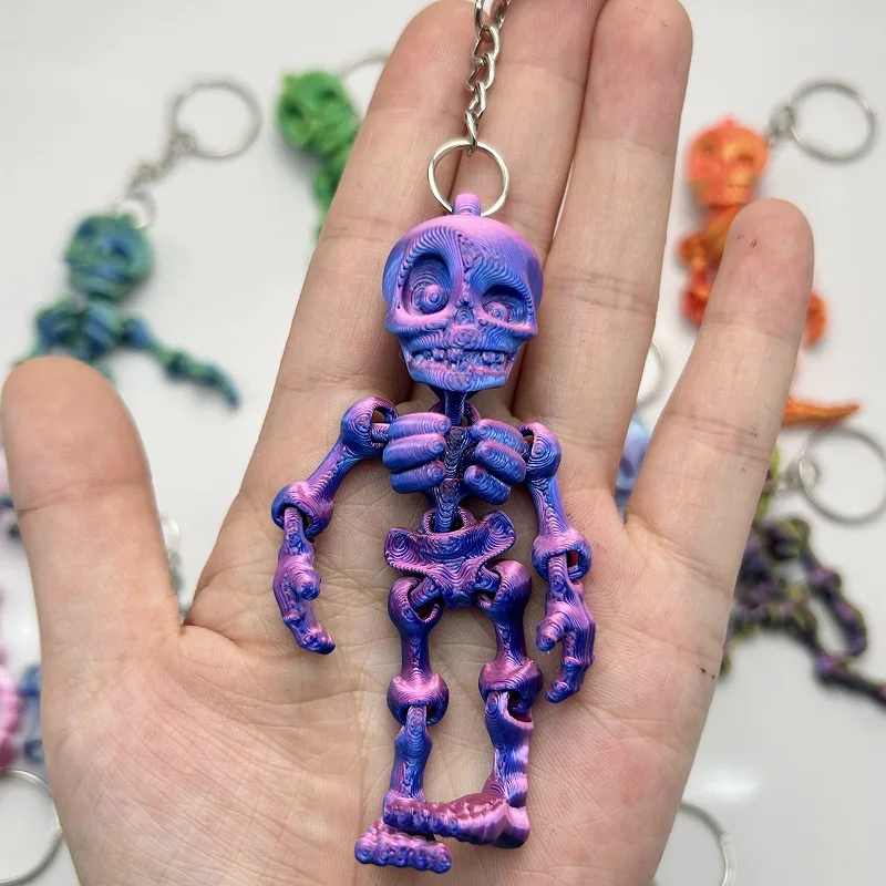 3D Printed Mini Skeleton Keychain Pendant Figures Toys Movable Joints Creative Halloween Gift Kids Party Favors брелок на сумку