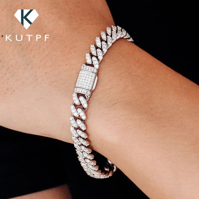 8mm Cuban Link Chain Full Moissanite Diamond Bracelets for