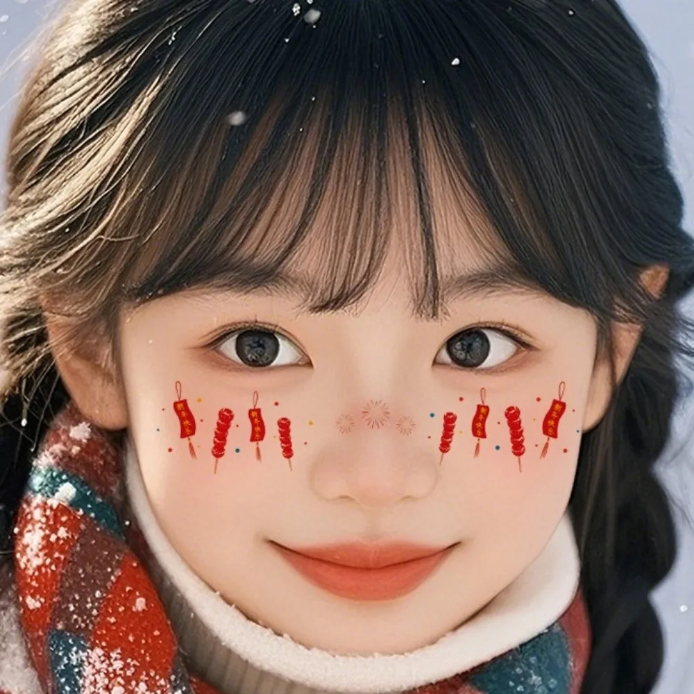 Chinese New Year Makeup Stickers Lunar New Year Blush Stickers  Red envelope Lantern Temporary Tattoo Sticker