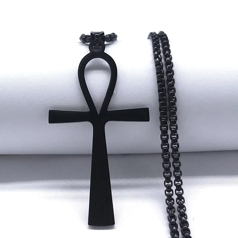Collana Uomo Con Croce Egiziana Ankh In Acciaio Inox – Ciondolo Simbolo Vita Eterna – Regalo Unisex Con Sacchetto In Velluto - 2