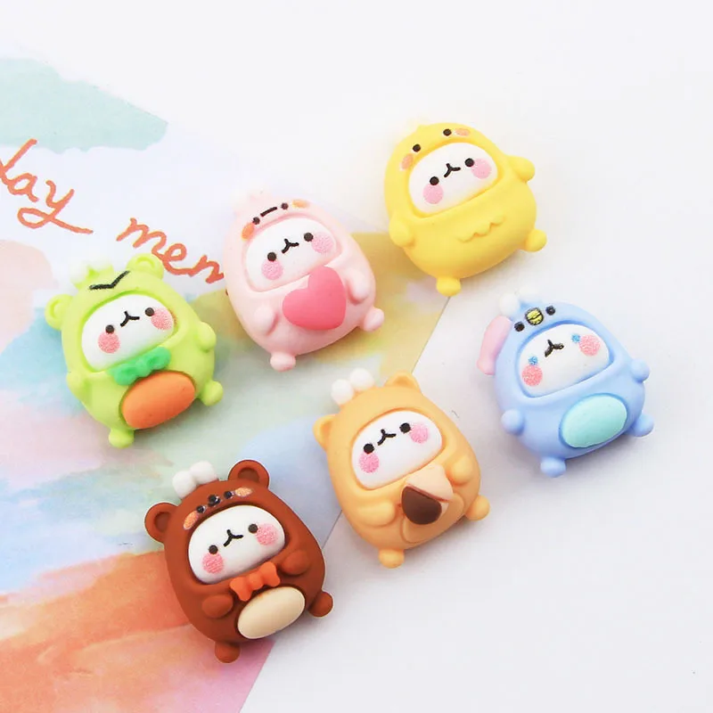 

10Pcs New Cute Baby Resin Figurine Crafts Flatback Cabochon Ornament Jewelry Making Hairwear Accessories Cartoon Slime Charms