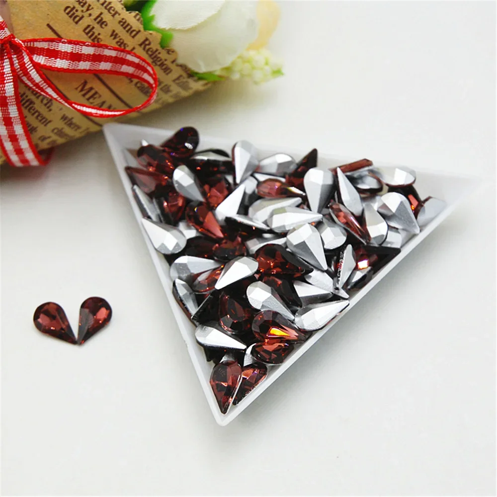 50pcs Colorful Waterdrop Rhinestone Glass Crystal Accessories
