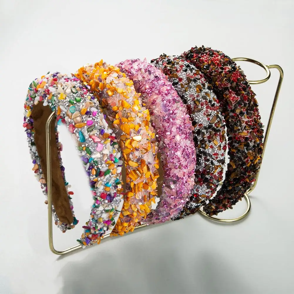 

Girls Headband Lady Headband Colorful Crystal Embellished Wide Band Headband Luxury Fashion Hair Accessories Women Headband