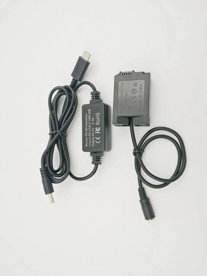 USB TypeC PD Power Bank Cable + EP5G DC Coupler ENEL25 Dummy Battery