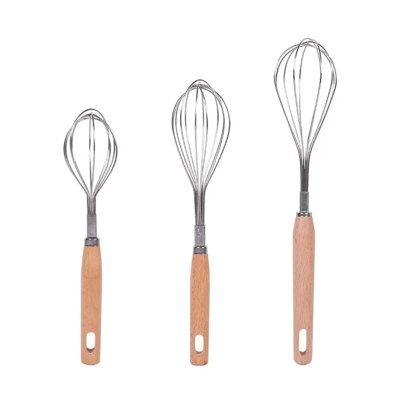 Manual Egg Beater Wooden Handle Mixer Egg Beaters Whisk Kitchen Gadgets Cream Stirring Kitchen Baking Pastry Tools egg beater