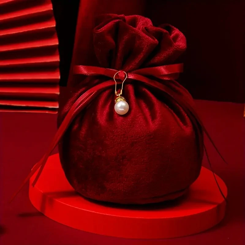 Elegant Wedding Favor Bag With Pearl Charm