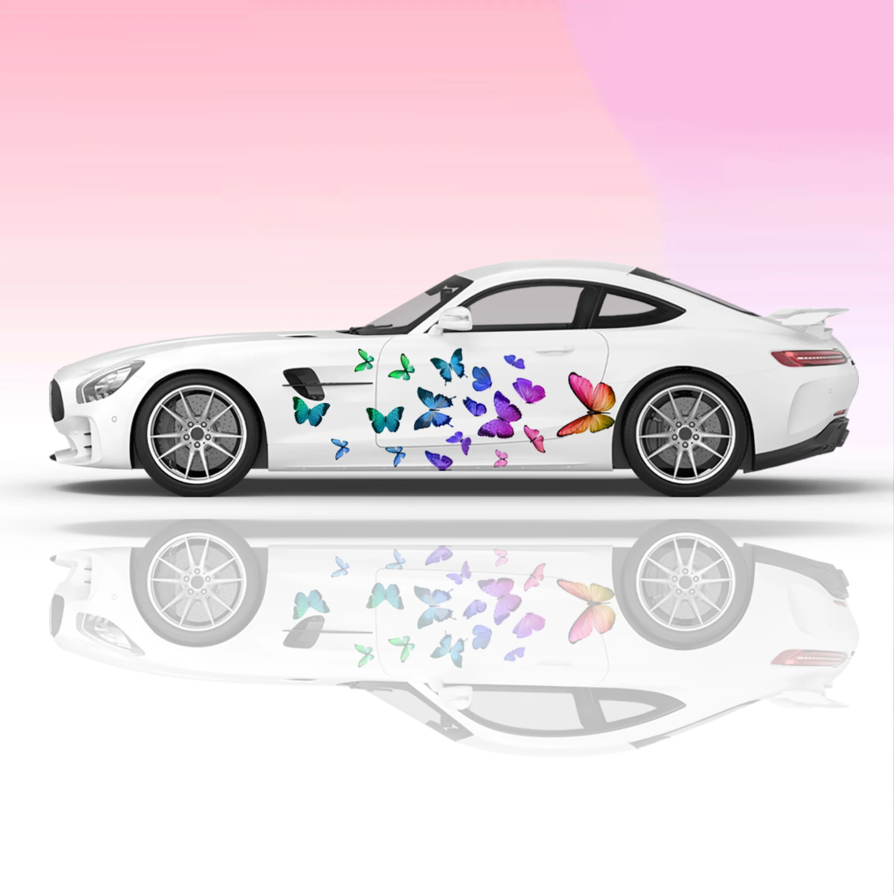 

Colorful Butterfly Racing Car Graphic Decal Full Body Vinyl Wrap Modern Design Vector Image Wrap Sticker Decorative Car Decal