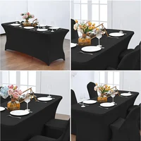 Nappe en spandex ajustée, lavable et résistante aux rides, extensible, rectangulaire, pour table de patio, pour événements, fêtes de mariage 6
