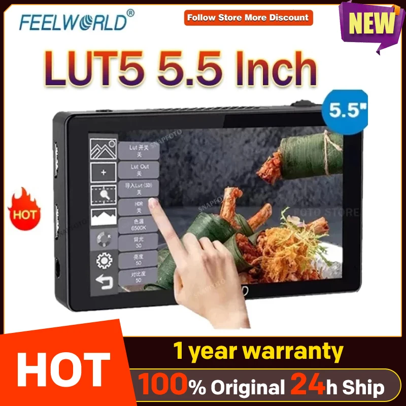 Feelworld LUT5 5.5 Inch 3000nit On Camera Monitor 4K HDMI-compatible IPS Panel 3D LUT Touch Screen DSLR Field Monitor vs Lut 7s