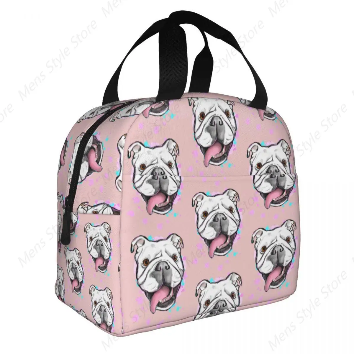 English Bulldog Insulated Lunch Bag British Dog Portable Cooler Thermal Bento Box Women School Children Picnic Food Bags