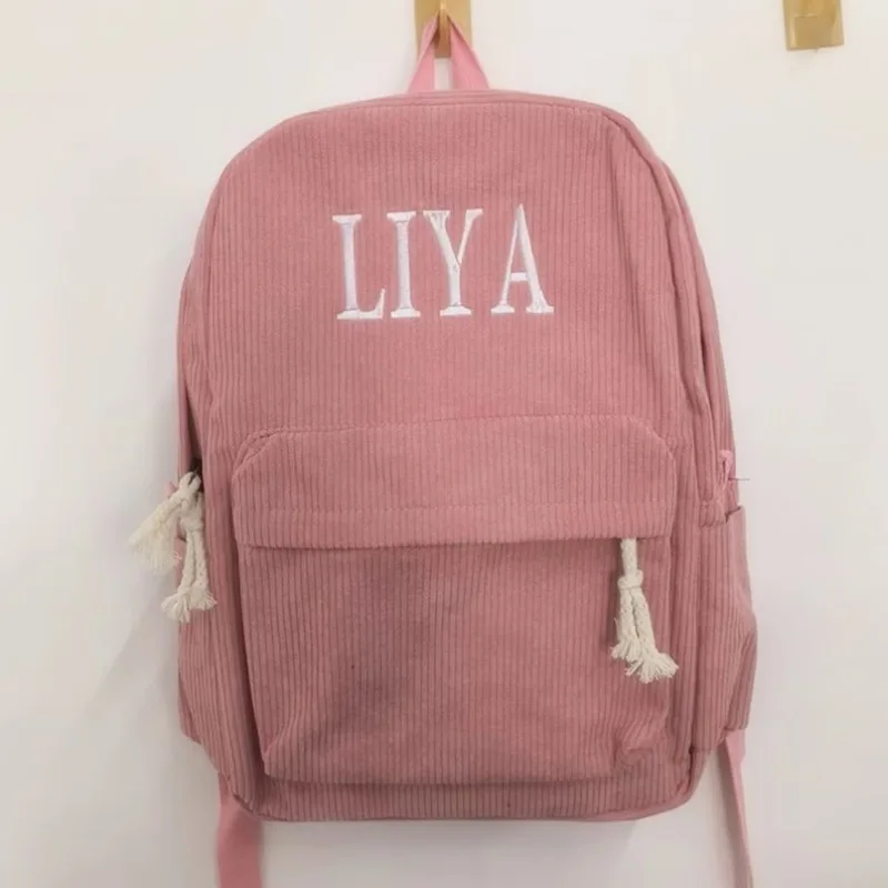 Personalized Kids Backpack Embroidered Corduroy Backpack Back To School Kid Name Backpack School Bag College Toddler with Name