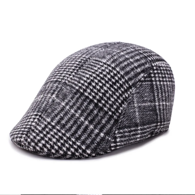 Autumn and checkered duck hat brushed fabric warm beret classic winter cap_voghion.com