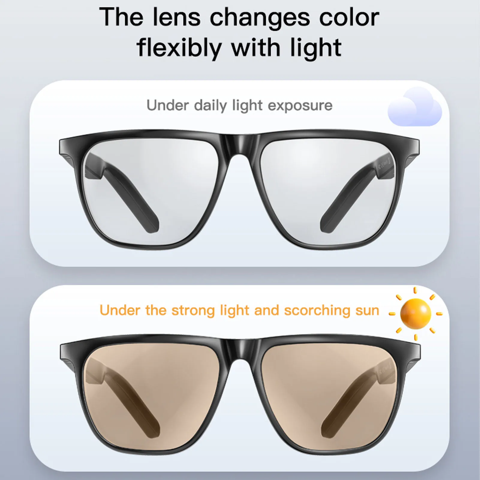 Bluetooth Smart Ai Translation Glasses Pedometer Supports 134 Languages Color Change Lens HiFi Speaker Smart Glasses for Music