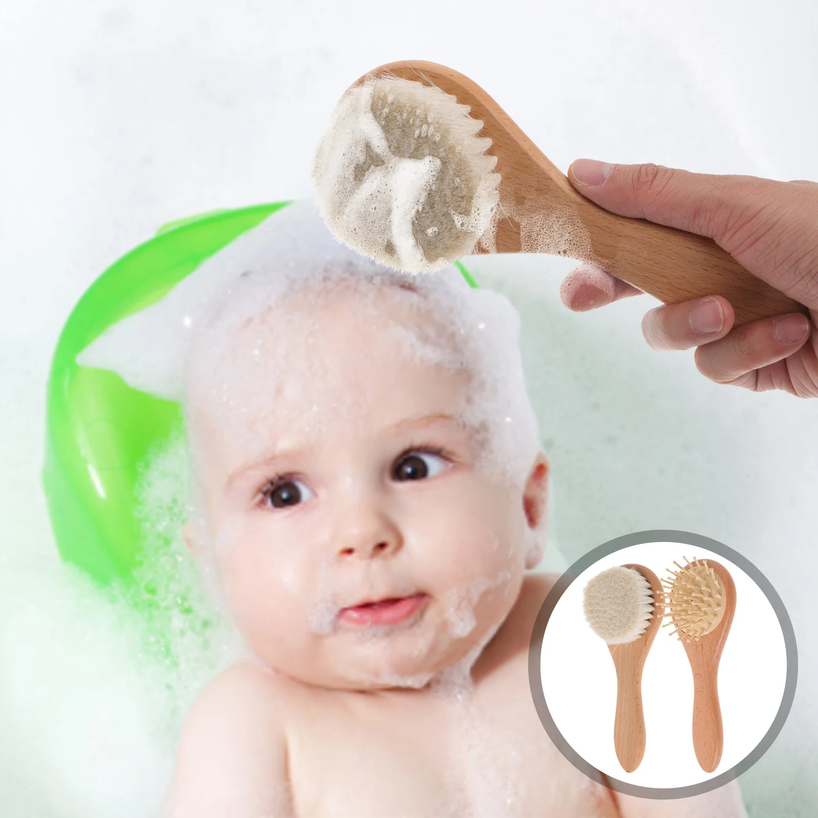 

2 Pcs Baby Bath Cleaning Scrub Brush Kids Hair Deep Cleaning Infant Bathing Scrubber Household