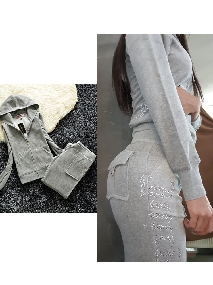 YICIYA Juicy Tracksuit Spring/Fall 2022 Women's Brand Velour Tracksuit Suit Women Velvet Zipper Sweatshirt And Pants Fat Sister