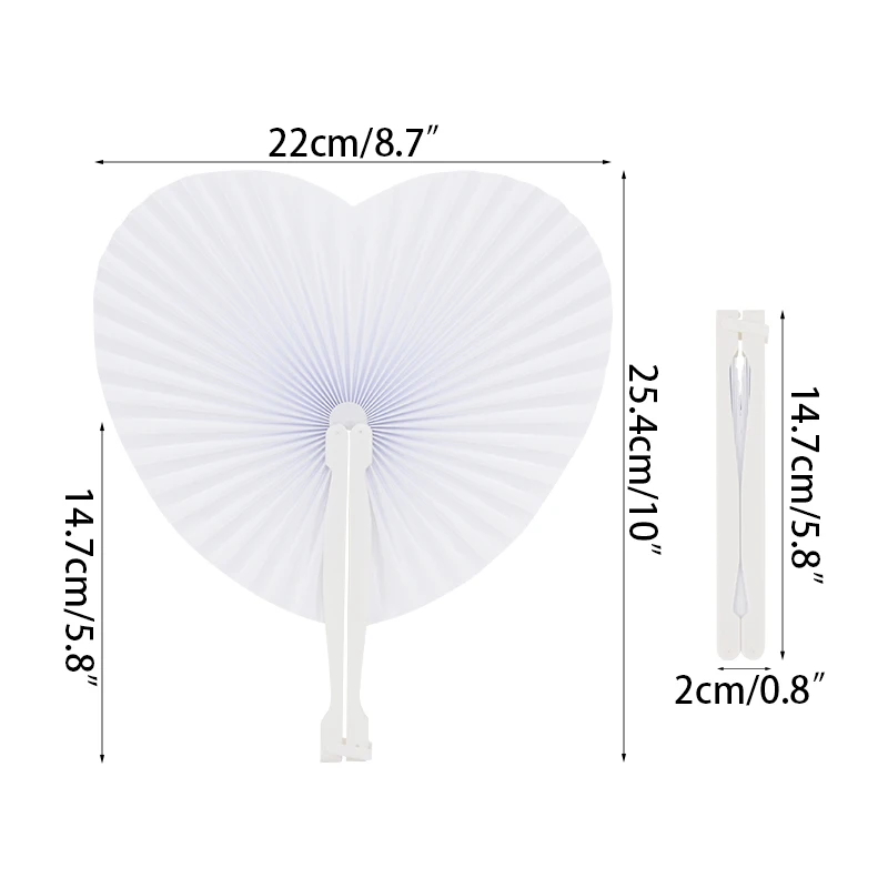Folding Fan Hand Fan 6/12Pcs White Folding Handheld Paper Fans Round Shaped Accordion Fans with Plastic Handle for Wedding Birthday Party Supplies