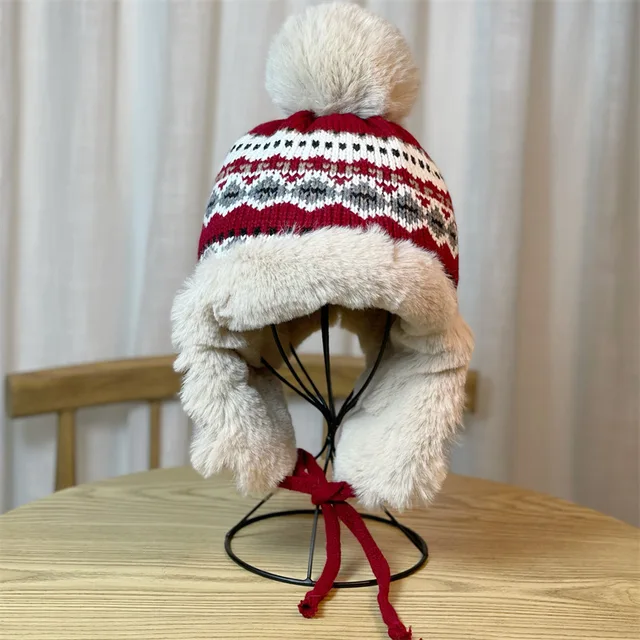 Winter Hats For Mens Bomber Hat Fur Red Warm Earflap Cap Windproof Women Thicker Plaid Russian Ushanka Hat Black Blue 6