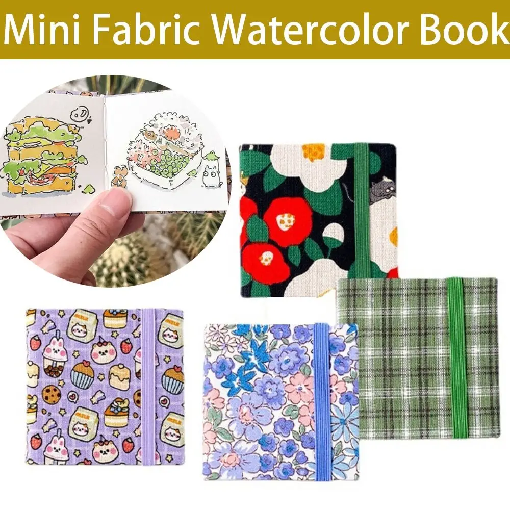 Fabric Mini Watercolor Book Art Supplies Wood Pulp 300g Picture Book Portable Fine Grain Travel Sketchbook Painting