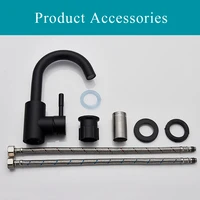 เครื่องผสมอ่างล้างหน้าในห้องน้ําสีดําด้าน/ช่วงนิกเกิลขัดเงาสําหรับอ่างล้างจานสแตนเลสอุปกรณ์เสริมก๊อกผสมร้อนและเย็น 6