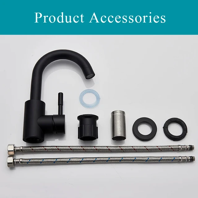 เครื่องผสมอ่างล้างหน้าในห้องน้ําสีดําด้าน/ช่วงนิกเกิลขัดเงาสําหรับอ่างล้างจานสแตนเลสอุปกรณ์เสริมก๊อกผสมร้อนและเย็น 6