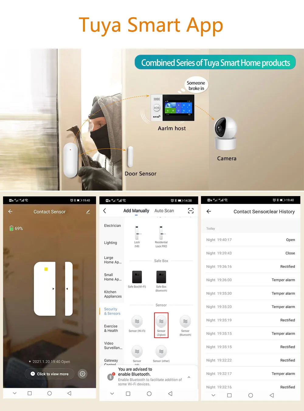 Tuya Smart Door Sensor WiFi/Zigbee Door Window Open Closed Detector Smart Home S