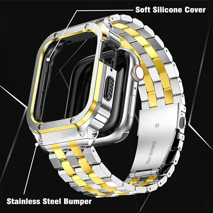 Premium Stainless Steel Case with Band and Rugged Metal Protector