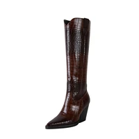 Kaky's new pointed thick heeled oversized women's boots, high boots, long boots, western boots - Image 3