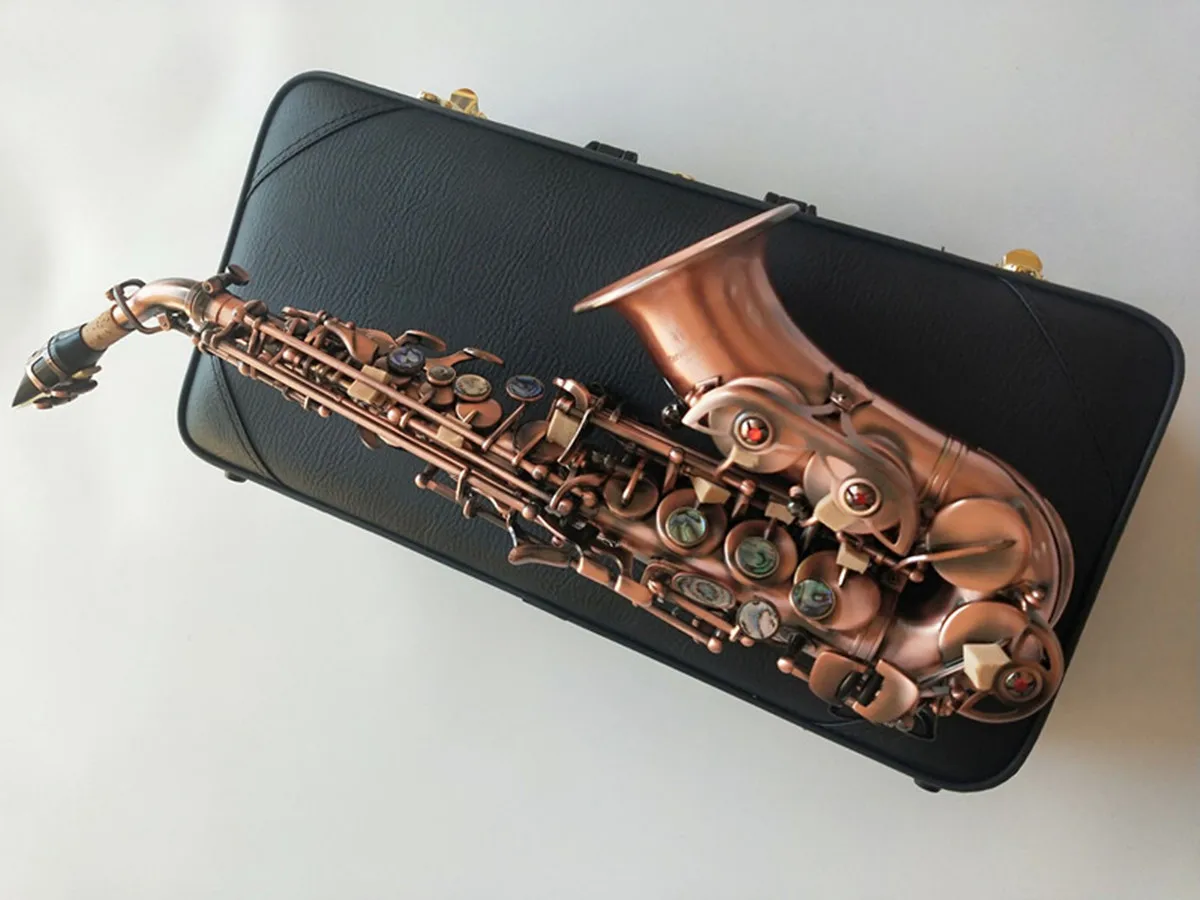 Marca S-922 Bbtune Strumento Musicale Qualità Curvo Soprano Antico Rame Rosso Sax Con Bocchino Professionale