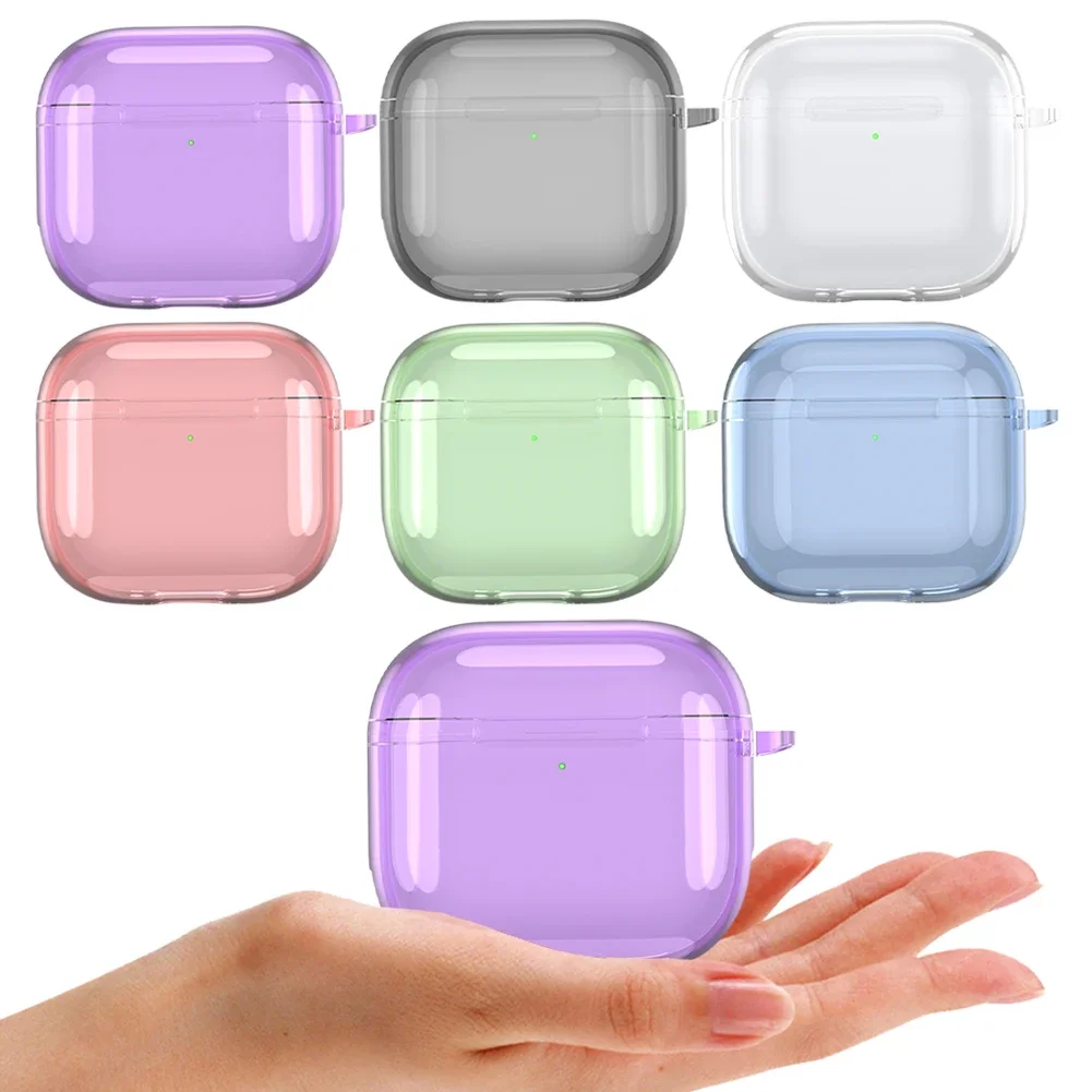 Clear TPU Shockproof Case Cover for Wireless Earphones with Carabiner