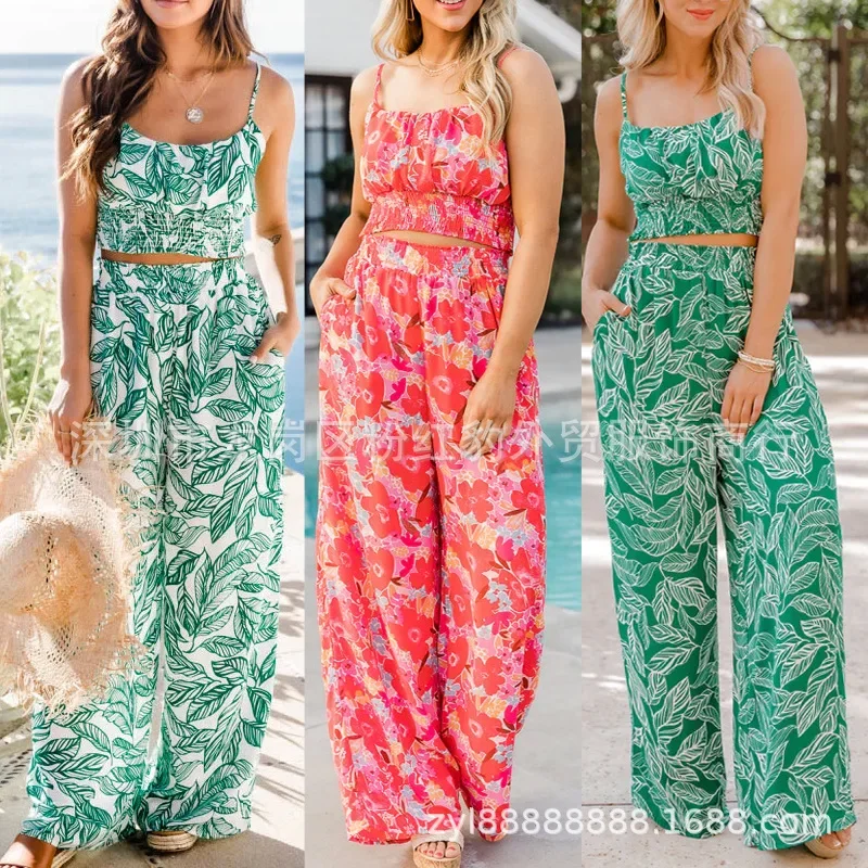 

Женский Облегающий комбинезон с завышенной талией, элегантные офисные комбинезоны с широкими штанинами и принтом, лето 2023