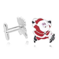Creative Alloy Santa Claus Design Cufflinks Tie Clip Set for Men's Personalized Christmas Holiday Gift New Year Shirt Ornament 4