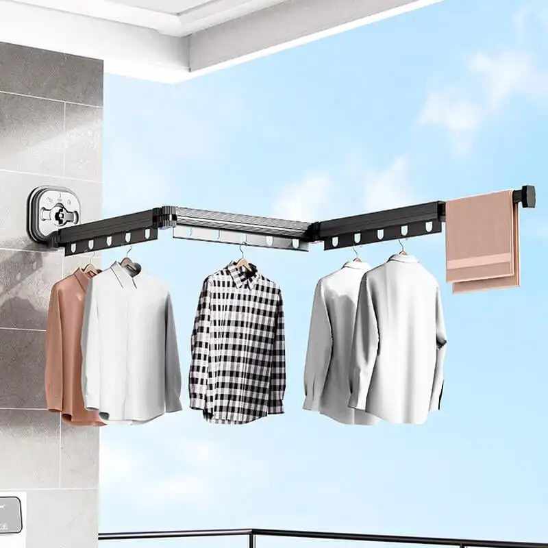 Adsorption Wall Mounted Folding Clothes Drying Rack Aluminum Retractable  Portable Rack NoPunch Wall Mounted Folding Clothes Rack - AliExpress